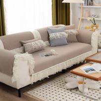 Pearl Lace Girl Heart Style Four Seasons Universal Chenille Sofa Cushion Anti-Scratching Solid Color Non-Slip Sofa Cushion Cover 70*70cm gray