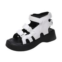 Moteriški basutės Peep Toe Platforma Sandalai Vasariniai paplūdimio batai Moteriški pleištai Sandalijos Stambūs kulnai Gladiatoriai Batai Chaussure Femme 35 balta