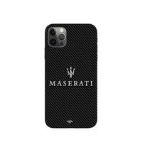 Case - Maniacase - Iphone 12 Pro Max - Maserati - White carbon background - Silicone juoda