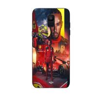 Phone case - Maniacase - Samsung Galaxy A8 2018 - Lewis Hamilton - Scuderia Ferrari F1 - Black silicone juoda