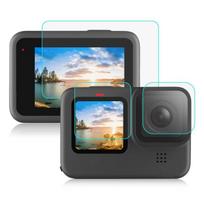 PULUZ, skirtas „GoPro Hero12 Black /11 Black /10 Black /9 Black“ objektyvui + LCD ekranui 9H 2.5D grūdinto stiklo plėvelei gray