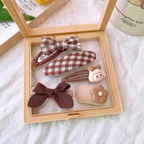 5 vnt./rinkinys Puikus Toddler Girl Galvos apdangalas Kawaii Cartoon Animal Hair Clip for Baby Milk Coffee Color Series Kid Hair Pin Lovely Gift