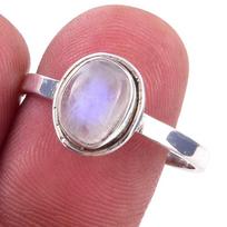 Natural Rainbow Moon Stone Gemstone Handmade 925 Sterling Silver Ring S.10 r5h62 gray