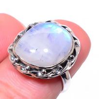Natural Rainbow Moon Stone Gemstone 925 Sterling Silver Jewelry Ring Size 6 k6p29 white