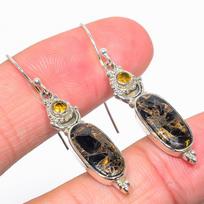 Natural Copper Turquoise,Citrine 925 Solid Sterling Silver Earring 1.75  c6g84 pink