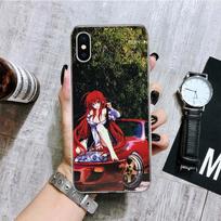 Anime Girl JDM Sports Car Drift Phone Case For iPhone 11 12 13 Pro XS XR X Max 7 8 6 6S Plus Mini + 5 SE Pattern Customized Coqu iPhone 11 black