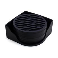 Silikoninių padėkliukų rinkinys Silikoninė laikymo dėžutė Karščiui atsparūs kavos padėkliukai Juodi padėkliukai 8 coasters +1 bracket mėlyna