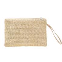 Weaving Bag Fashion Ladies Wristlet Clutch Women Daily Money Phone Clutch Solid Straw Woven Coin Purse Beach Wallet Card Holder chaki
