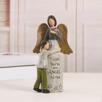 Mum Mother Angel and Kid Statue Table Ornament Decorative 7.6inch Tall Resin Handicraft brown