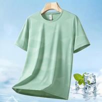 Summer T-shirt Men's Short Sleeved Camouflage T-shirt Solid Color Loose Ice Silk Men's Short Sleeved Quick Drying Clothes Cool T-shirt L buteliukas žalios spalvos