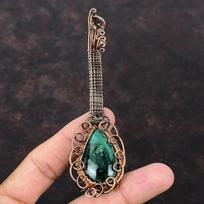Malachite Pendant Copper Wire Wrapped Gemstone Pendant Guitar Pendant Music Instrument Copper Jewelry Handmade Designer Pendant Gift For Her gray
