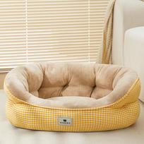 Autumn and Winter New Kennel Four Seasons Universal Plaid Colorblock Teddy Small Dog Bed Sofa Cat Nest Pet Supplies Accessories M-53x43x20cm