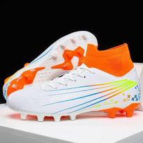 Football Shoes Men Soccer Shoes TF/FG High Ankle Football Boots Male Teen ers Adult Cleats Grass Training Match Sneakers 35-47 36 balta