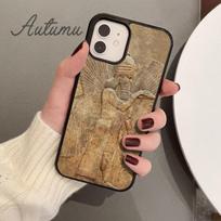 Carving Assyrian Mesopotamian Phone Case for iPhone 11 12 13 14 Pro Max mini X XR XS SE 2020 6 7 8 Plus Galaxy S21 S22 shell iPhone 5 5s SE