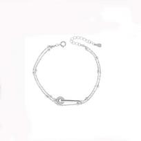 925 Silver Ring Double-Layer Bracelet Female Light Luxury Minority Design Sense Girlfriends Bracelet Female Temperament Jewelry 925 white