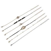 Fashion, Metal Shell Plane Map Black Bead Six-piece Bracelet Set juoda