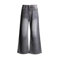 Y2k Vintage Baggy Jeans Woman's Korean Fashion Denim Pants Harajuku Kpop Streetwear Trousers Japanese 2000s Style Plus Size XL pilka