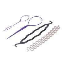 4PCS Hair Style Helper Bun Styler Hair Twister Tool For Braiding Ponytail French Braiding AS SHOW gray