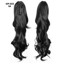 Ilgų plaukų kuodelės perukas „PonyTail“ aukštos temperatūros šilko pluošto segtukas, 16,5 colio G black