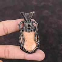 Orange Amazonite Pendant Copper Wire Wrapped Pendant Handmade Pendant Amazonite Jewelry Very Pretty Gemstone Pendant Copper Jewelry For Gift