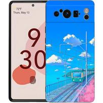 Cherry Blossoms Japanese Traint Moun Fuji For Google Pixel 8 7 6 Pro 6A 5G Black Phone Case Soft Shockproof Back Cover TPU Shell Pixel 8 white