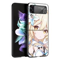 Z Flip 4 Phone Case for Samsung Galaxy Z Flip 3 5G ZFlip3 Flip3 zflip Flip4 Black Hard PC Cover Genshin Impact Game Shell Coque Galaxy Z Flip 5G