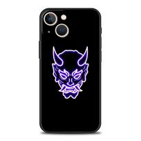 Luxury Phone Case For iPhone 11 12 13 15 14 Pro Max X XR XS 7 8 Plus SE 2020 Black Silicone Cover Funda Samurai Oni Mask neon iPhone 14 Pro black