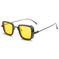 Square Sunglasses Women Men Steampunk Unisex Vintage Glasses Eyewear UV400 Eyeglasses  Handmade yellow