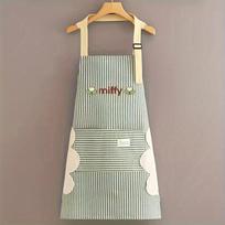 WTEMPO 1PC Solid Striped Kitchen Adult Household Apron Breathable Fashion Waterproof Apron Kitchenware Kitchen Dining Room Cooking Work Overalls 1pc žalia