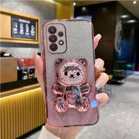 For Redmi A3 Mielas Meškiukas Laikiklis Stovas Blizgus Padengtas Telefono Dėklas for Xiomi Xiaomi Redmi A3 Turbo 3 A1 A2 Plus Stovas Minkštas Dangtelis Redmi A1 Plus gray