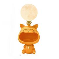 Y Plug-in small desk lamp, bedroom bedside lamp, eye protection, children's room decoration, high-end creative fortune cat Push button switch beige