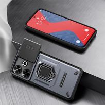 KEYSION Atsparus smūgiams dėklas, skirtas „Xiaomi POCO M6 4G Slide Push Pull“ fotoaparato objektyvo apsauginis žiedas, telefono galinis dangtelis, skirtas „Redmi 13“ for Redmi 13 pilka spalva