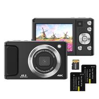 4K skaitmeninė kamera Skaitmeninė vaizdo kamera 48MP dvigubo objektyvo 2,8 colio IPS ekranas automatinis fokusavimas 16X skaitmeninis with 2 Batteries juoda
