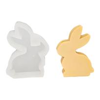 Rabbit Candlestick Silicone Mold Gypsum Plaster Mold Easter Candle Holder Molds for DIY Jewelry Organizer Home Decor B beige