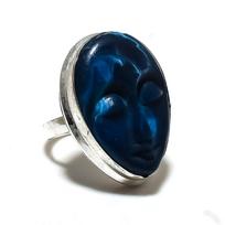 Lapis Lazuritas Turkis Brangakmenis Rankų Darbo 925 Sterlingas Sidabro Papuošalas Žiedo Dydis 7.5 c0Z13 blue