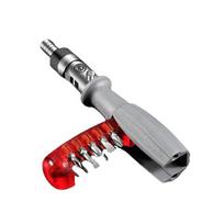 Ratcheting Screwdriver with Magnetic Bit Ratchet Multiple Bit Set, 10 in 1 Screwdriver Small Pocket Size gray
