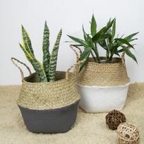 Foldable Rattan Straw Basket Flower Pot Hanging Wicker Storage Basket Garden Accessories rožinė
