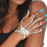 Nightclub Punk Skull Bead Finger Bracelet Gothic Skeleton Bone Hand Finger Flexible Bracelets sidabras