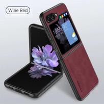 for Samsung Z Flip 6 Case Sheepskin PU Leather Matte Shockproof Phone Cover for Galaxy Z Flip 6 5 4 3 5G Protection Cases Samsung Z Flip 5 raudona