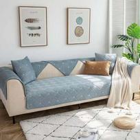 Modernus vienspalvis aksominis pliušinis dygsniuotas sofos užtiesalas, super minkštas, neslystantis, sekcinės sofos užvalkalas svetainei, L formos kampinis užvalkalas W70 x L70cm 1pc šviesiai mėlyna spalva