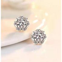 S999 Pure Silver Six-Pointed Star Sweet Elegance All-Match Japanese and Korean Style Classic Ear Studs 99 beige