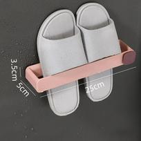1PC Wall Mounted One Piece Shoe Rack Bathroom Slipper Shelf No Punching Space Saving Shelf Bathroom Hanging Holder rožinė
