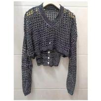 Fashion New Loose Two-piece Knitted Sweater Set for Women Autumn Hollow Sexy Pullover Women Sweaters Suit Round Neck Solid Casual Knitwear Sets 24797 One size pilka spalva