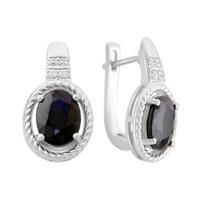 Sidabriniai auskarai su natūraliu 4.927 ct safyru, fianitais (2162780) safyras