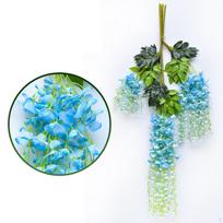 12 Pack Artificial Fake Wisteria Vine Rattan Hanging Garland, Silk Flowers String, Home Party Blue