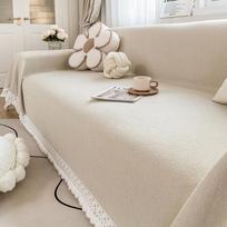 All Seasons Universal Lanyu Teddy Velvet Sofa Cover Living Room All-Inclusive Sofa Cover Universal Cover 180*130cm beige