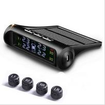 Saulės belaidė TPMS automobilių padangų slėgio stebėjimo sistema su 4 jutikliais padangų slėgio tikrinimo įrankiu skaitmeninis LCD ekranas juoda