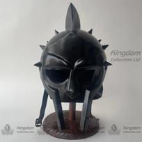 Maximus Decimus Meridians Šarvai Gladiatoriaus Šalmas su Mediniu Stovu Dovana Jam juoda
