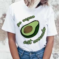 Kawaii Avocado T Shirt Women Harajuku Vagan Ullzang T Shirt Funny Cartoon 90S Korean Style Tshirt L balta