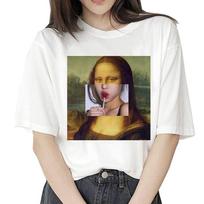 Mona Lisa Funny T Shirt Women Female Grunge 90S Art Streetwear Tshirt Clothing Vintage Hip Hop S balta